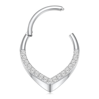 GAGABODY Daith Piercing Jewelry 16g Septum Ring Septum Jewelry Nose Hoop Daith Earring Surgical Steel Cartilage Earrings Hoop Helix Piercing Jewelry - color: 1pc Silver+Water Droplets CZ