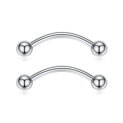 PEAKLINK Internally Threaded Nipple Rings Titanium Nipple Bars Piercing Jewelry 1 Pair Tongue Rings Eyebrow Jewelry Bridge Piercings - color: Silver Curved Nipple Barbell
