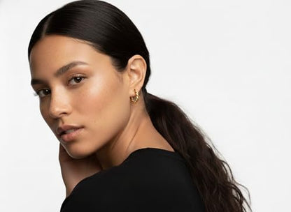 SUENA BARCELONA 14K Gold Plated Twisted Hoop Earrings for Women – 15mm (0.6”) Small Dainty Chunky Hoops, Lightweight Hypoallergenic Rope Huggie Earrings, Secure Snap Closure | Spain Mediterranean Style, Elegant Gift for Her