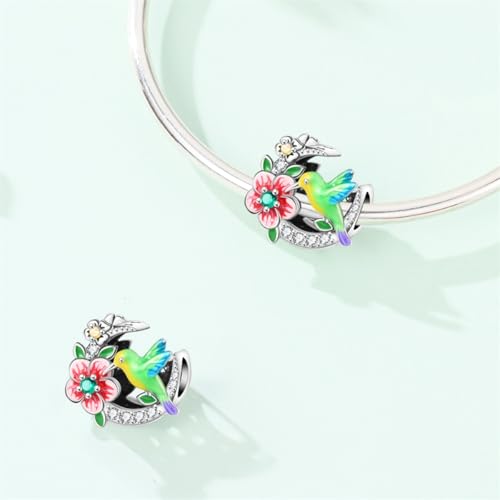 Pandach Animal Charm Bead fits Charms Bracelets for Woman-925 Sterling Silver Dangle Pendant Bead,Jewelry Beads Gifts for Women Bracelet&Necklace - style: Hummingbird Beads