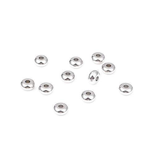 Stainless Steel Spacer Beads 8x4mm Rondelle Loose Charm Caps Beads for DIY Jewelry Making 50pcs with 2.5mm Hole - color: 8x4mm 2.5mm