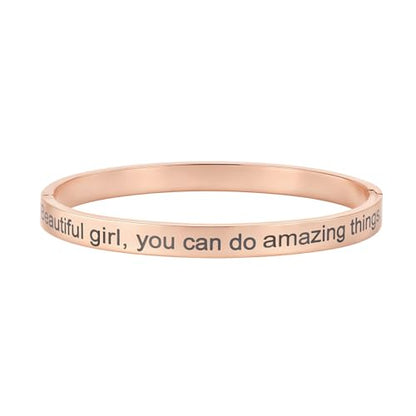 Inspirational Christian Bracelet for Women, Oval Engraved Bible Verse Love Bangle Cuff, Faith Scripture Jewelry, Religious Encouragement Gift for Mom Daughter Sister Friend - color: Beautiful g, you can do amazing things.-Oval Bangle Rose Gold