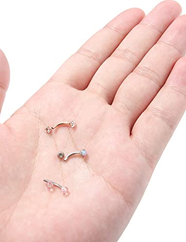 Jenxnjsjo 16g 6/8/10mm Eyebrow/Rook/Snug/Vertical-Labret/VCH/Snake-Eyes/Anti-Tragus/Christina/Daith/Belly-Button/Bridge/Hood/Surface Curved Barbell Piercing Jewelry for Women Men - color: 10PCS, Rose-Gold, size: 8mm