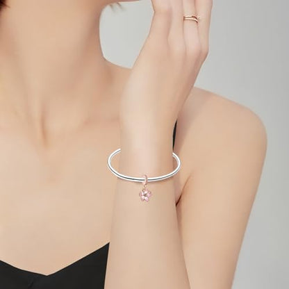 LUXILLA Charms for Bracelets & Necklace 925 Sterling Silver Charms Elephant Happy Birthday Charm Fit for Valentine's Day Mother's Day Jewelry Gift for Women - color: Cherry Blossom Charm