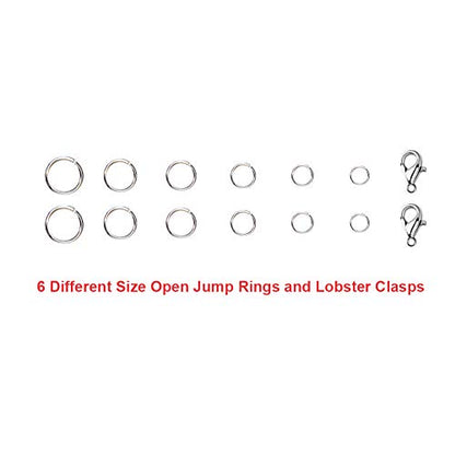 EuTengHao 1504pcs Open Jump Ring and Lobster Clasps Kit Include Pliers Tweezers Jewelry Making Repair Supplies Kit with Jewelry Making Accessories for Necklace Making Repair (Silver) - color: Silver