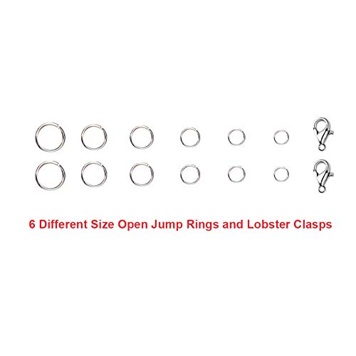 EuTengHao 1504pcs Open Jump Ring and Lobster Clasps Kit Include Pliers Tweezers Jewelry Making Repair Supplies Kit with Jewelry Making Accessories for Necklace Making Repair (Silver) - color: Silver