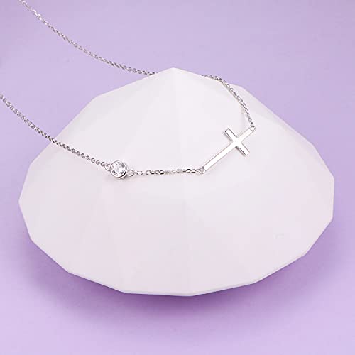 Yearace Choker Necklaces for Women S925 Sterling Silver Sideways Cross/Butterfly/Handcuffs/Infinity Interlocking/Chakra Choker Necklace Dainty Sideways Cross Necklace Jewelry Gift - style: Cross 14+4"