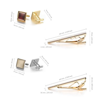 wynameleri Cufflink and Tie Clip Set for Men, 12 PCS Necktie Bars and Cuff Links Formal Business Dress Shirts Buttons Case Packed - color: T0408032