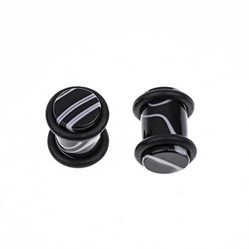 50 PCS Ear Stretching Kit 14Gauges-00Gauges Earring Marble Acrylic Taper Piercing Jewlery Sets - color: Black