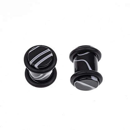 50 PCS Ear Stretching Kit 14Gauges-00Gauges Earring Marble Acrylic Taper Piercing Jewlery Sets - color: Black