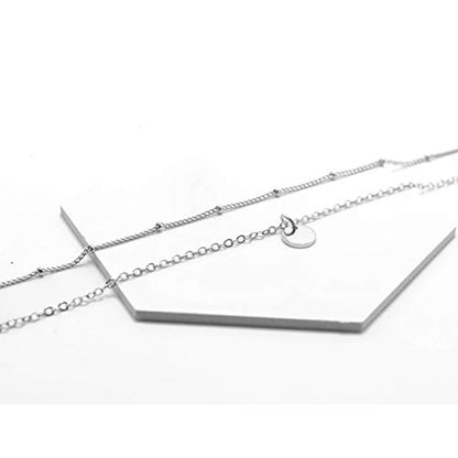Aisansty Dainty Layered Choker Necklaces Handmade Coin Tube Star Pearl Pendant Multilayer Adjustable Layering Chain Gold Plated Necklaces Set for Women - color: Silver, style: Silver Coin