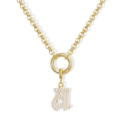 KissYan Custom Charm Necklaces for Women, 14K Gold Plated Initial Letter Pendant Box Chain Necklace Dainty Jewelry Gift - style: Gold A