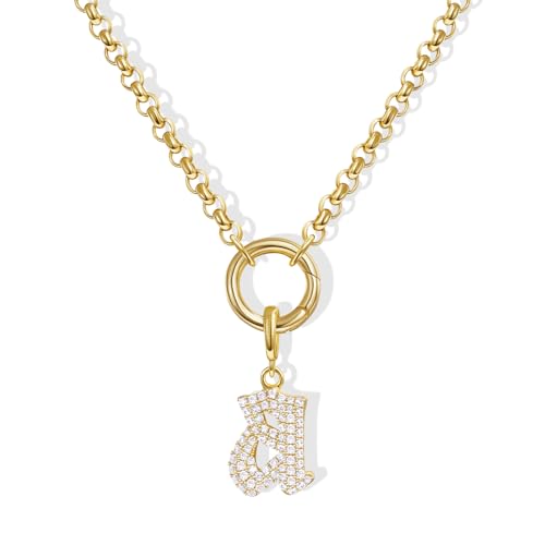 KissYan Custom Charm Necklaces for Women, 14K Gold Plated Initial Letter Pendant Box Chain Necklace Dainty Jewelry Gift - style: Gold A