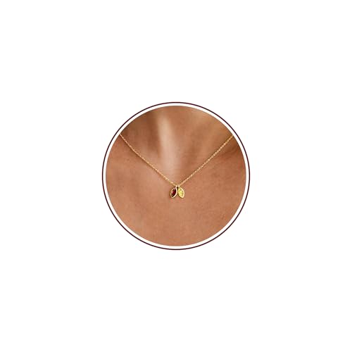 2026 Graduation Gifts Birthstone Necklace for Women Dainty Gold Necklace with 2 Birthstone Birthday Gift for Her Teen Girl Gift Trendy Stuff for Her Mom Daughter Girlfriend Friend Christmas Stocking Stuffers - color: 01-11 Jan & Nov, style: Leaf