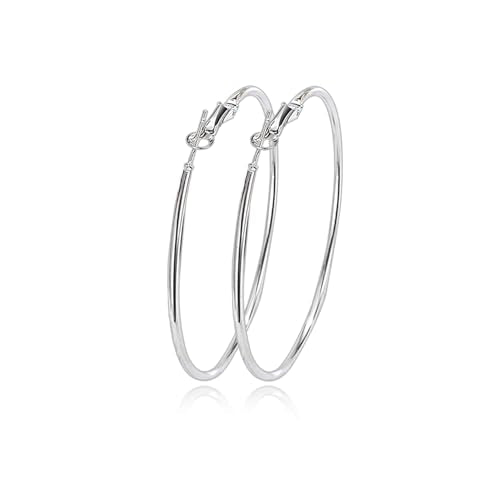VONALA 925 Sterling Silver Circle Endless Hoop Earrings - Jewellery for Women - size: 25mm