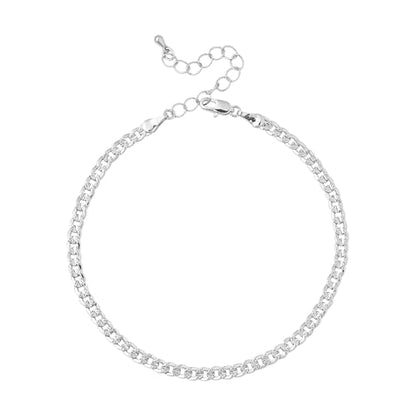 ARRIA Gold Plated & Stainless Steel Anklets for Women, Stackable Trendy Jewelry, Layered Dainty Bold Summer Styles, Lead & Nickel Free, Hypoallergenic, Tarnish-Resistant - color: Silver, style: Textured Chain