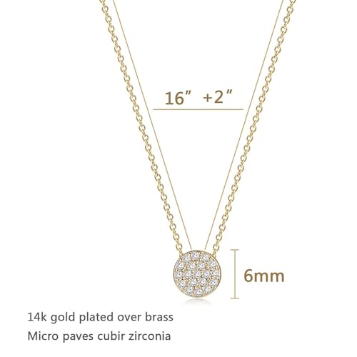 Valloey Rover Gold Necklaces for Women | Dainty 14K Gold/Sterling Silver Plated Cubic Zirconia Star Moon Pendant Necklaces Twist Rope Chain Simple Jewelry for Women - style: CZ-dot