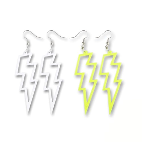 Halloween Earrings Set for Women Geometric Earrings 80s 90s Earrings Halloween Costumes Accessories for Women Halloween Gifts - style: lightning2