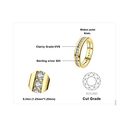 JewelryPalace Cubic Zirconia Eternity Wedding Bands For Women, 14K Yellow Rose Gold Plated 925 Sterling Silver Anniversary Promise Rings for Her, CZ Simulated Diamond Wedding Ring Jewelry Channel Set - color: 2-Yellow Gold Plated