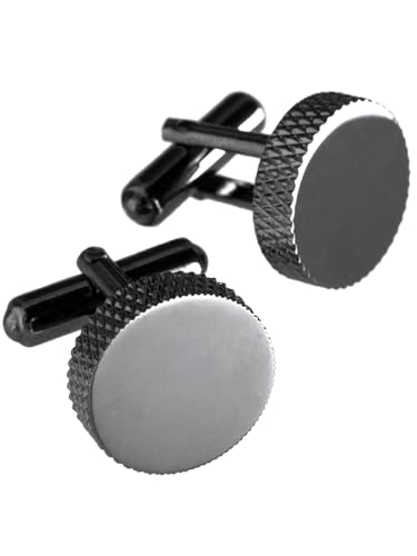 [TAVARAT] Cufflinks for Men cuff links mens classic round shape Black Silver Light Gold Tps-177 - style: black silver (Tps-173)