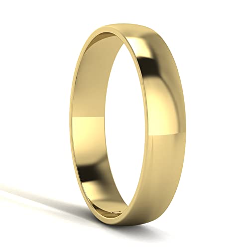 LANDA JEWEL Unisex Solid 10k White Rose Yellow Gold 4mm Comfort Traditional Highly Polished Wedding Ring Plain Band - color: Yellow