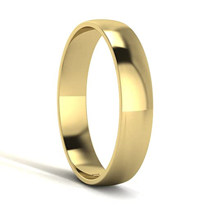 LANDA JEWEL Unisex Solid 10k White Rose Yellow Gold 4mm Comfort Traditional Highly Polished Wedding Ring Plain Band - color: Yellow