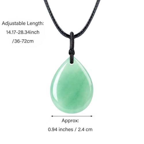 Teardrop Gemstone Necklaces for Women, Healing Crystal Pendant Necklace Birthstone Jewelry for Women - color: Green Aventurine