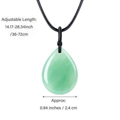 Teardrop Gemstone Necklaces for Women, Healing Crystal Pendant Necklace Birthstone Jewelry for Women - color: Green Aventurine