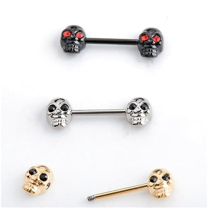 Gothic Skull Nipple Rings for Women Punk Skeleton Industrial Nipplerings Nipple Piercing Barbell Nipple Shield Studs Industrial Barbell Earrings Halloween Body Jewelry