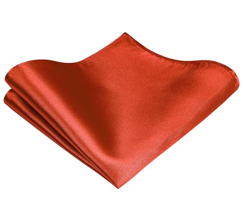 TIE G Solid Satin Woven dyed Color Formal Black Necktie and Pocket Square Sets in Gift Box - color: Burnt Orange