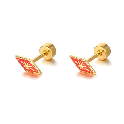 Square Stud Earrings for Women Boho Starburst Screw Back Earrings Geometric Flatback Cartilage Helix Earring 14K Gold Plated Hypoallergenic Jewelry Accessories for Party Outfits Trendy Jewelry Gifts - color: A-boho earrings