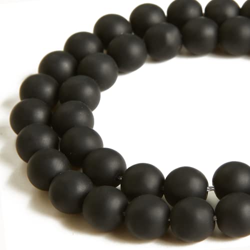 100pcs 6mm Matte Black Beads Natural Gemstone Beads Round Loose Beads for Crafting and Jewelry Making - color: Matte Black, size: 6mm