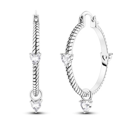 Parmuz 925 Sterling Silver Earrings Hoops for Women Ladies Simple Lightweight Twisted Medium Hoop Earrings With Cubic Zirconia Hypoallergenic Jewelry for Her - color: black silver