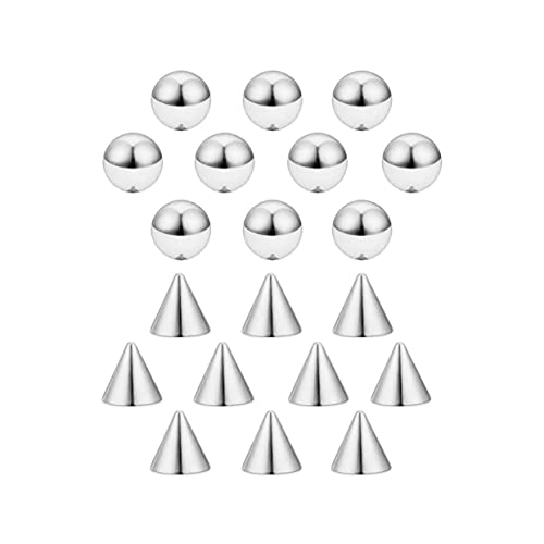 COLORFUL BLING Fake Eyebrow Nose Lip Ring Labret Studs Stainless Steel Replacement Balls Spike with 20pcs Sticker Non-Piercing Body Jewelry Fake Skin Sticker Piercing - color: 3mm silver