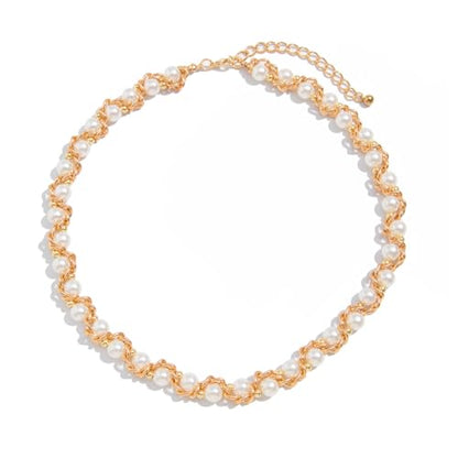 Gold/Silver Pearl Necklace for Men Faux Pearl Choker Necklace Beaded Adjustable Chain Gothic Chunky Beaded Statement Hip Hop Rock Party Festival Collar para Hombre Fashion Jewelry Gift for Men - style: Style-C-GD