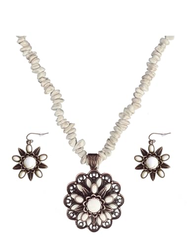 TOPACC Western Jewelry Set for Women Navajo Pearl Necklace Turquoise Cowgirl Accessories for Country Concert Outfit - color: C-White