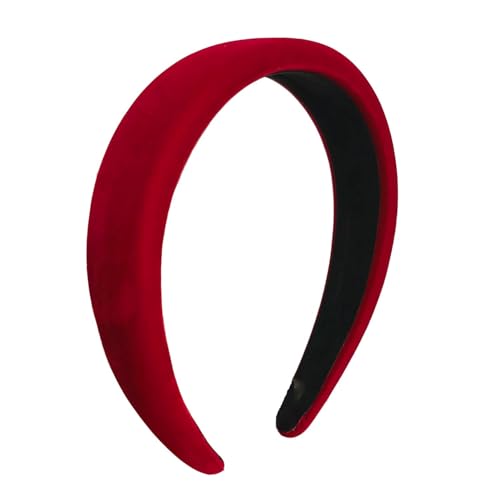 Red Velvet Padded Headbands for Women Soft Christmas Thick headbands Fashion Non slip Comfortable Head Bands for Women and girls hair bands for women's hair (Red, one size) - color: Red