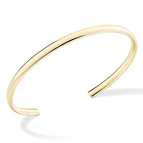 Miabella 925 Sterling Silver or 18K Gold Plated 925 Sterling Silver Italian 4mm Open Cuff Polished Bangle Bracelet for Women Adjustable 7.25 to 7.5 Inch Made in Italy - style: Yellow-Gold-Plated-Silver