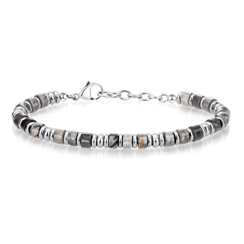 SIUMAL Mens Bracelet, Boho Stainless Steel Bracelets for Men, Beaded Bracelets, Jewelry Gifts for Husband, Father, Friends - color: Camouflage Grey