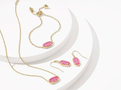 Kendra Scott Elaina Adjustable Chain Bracelet for Women, Fashion Jewelry, Gold-Plated - color: GOLD - HOT PINK DRUSY