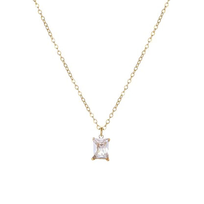 Cubic Zirconia Necklaces for Women 18K Gold Plated Tear drop Necklace Dainty Layered CZ Lariat Diamond Necklace - color: White CZ-Gold