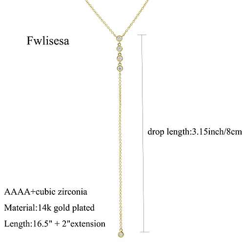 Gold Necklace for Women, Dainty Long Necklace 14k Gold Plated Lariat Long Necklaces for Women Trendy Simple Statement Drop Necklace Fashion Body Chain Prom Jewelry Gold Accessories - color: 13-Gold