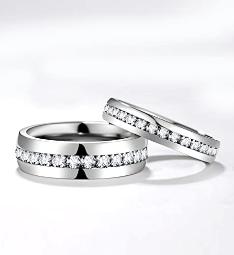 TIGRADE 2.5mm 4mm 5mm 6mm Titanium Ring Cubic Zirconia Engagement Ring Wedding Band Size 3 to 13.5 - color: 4mm