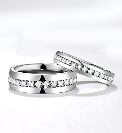 TIGRADE 2.5mm 4mm 5mm 6mm Titanium Ring Cubic Zirconia Engagement Ring Wedding Band Size 3 to 13.5 - color: 4mm