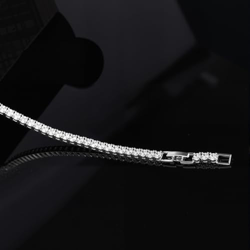 4/5mm Tennis Bracelets for Women, Adjustable 18K White Gold Plated Fold Over Clasp 4/5mm Round Cubic Zirconia Stackable Classic Tennis Bracelets for Women, Size 6.5-7.5 inch + 1 inch - size: 7.0 + 1 inch