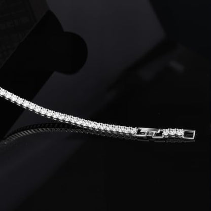 4/5mm Tennis Bracelets for Women, Adjustable 18K White Gold Plated Fold Over Clasp 4/5mm Round Cubic Zirconia Stackable Classic Tennis Bracelets for Women, Size 6.5-7.5 inch + 1 inch - size: 7.5 + 1 inch