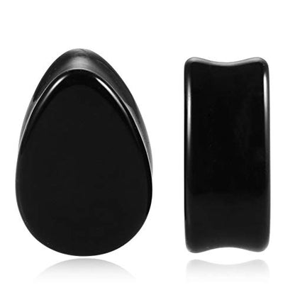 HQLA 1 Pair Teardrop Black Obsidian Natural Stone Plug Tunnels Ear Gauges Expanders Stretcher Body Piercings - style: 1/2"(12mm)