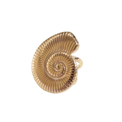 Dainty Seashell Silk Scarf Ring Slides Clip for Women Men Gold/Silver Plated Fashion Sea Snail Ocean Themed Shawl Buckles Clasp Holder Clothing Decoration Accessories Trendy Jewelry Size 11 - color: Gold