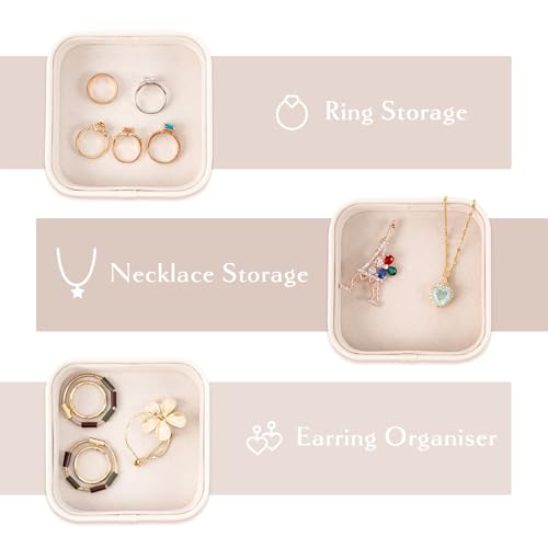 Set of 3 Small Stackable Jewelry Organizer Trays Mini Jewelry Drawer Oragnizer Small Jewelry Display Tray for Necklace Bracelet Rings Earrings and Makeup (White) - color: White