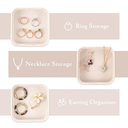Set of 3 Small Stackable Jewelry Organizer Trays Mini Jewelry Drawer Oragnizer Small Jewelry Display Tray for Necklace Bracelet Rings Earrings and Makeup (White) - color: White
